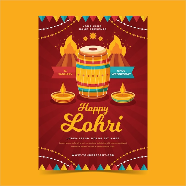 Free Vector Flat lohri poster template