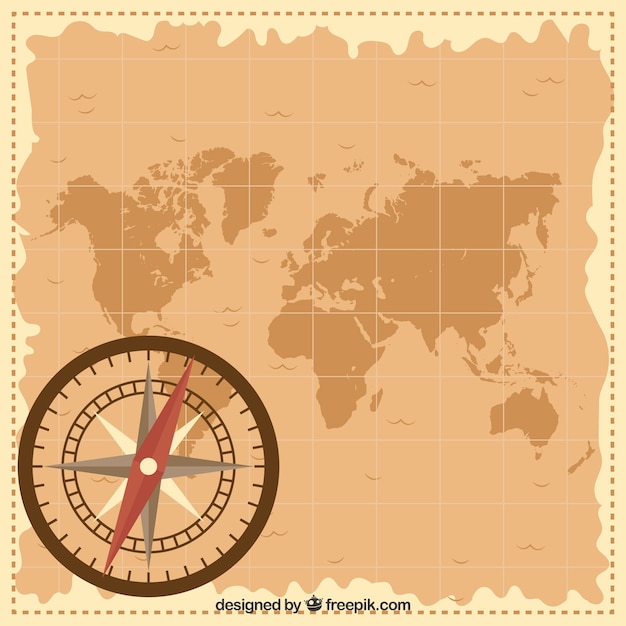 Free Vector Flat Map Compass Background 7658