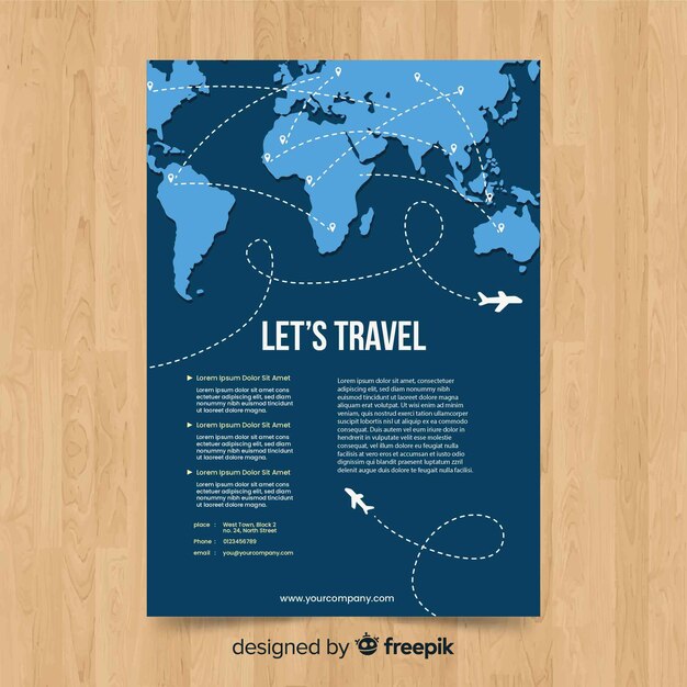 Free Vector  Flat map travel flyer