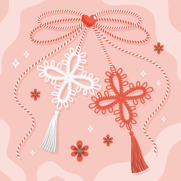 Premium Vector Flat Martisor Illustration