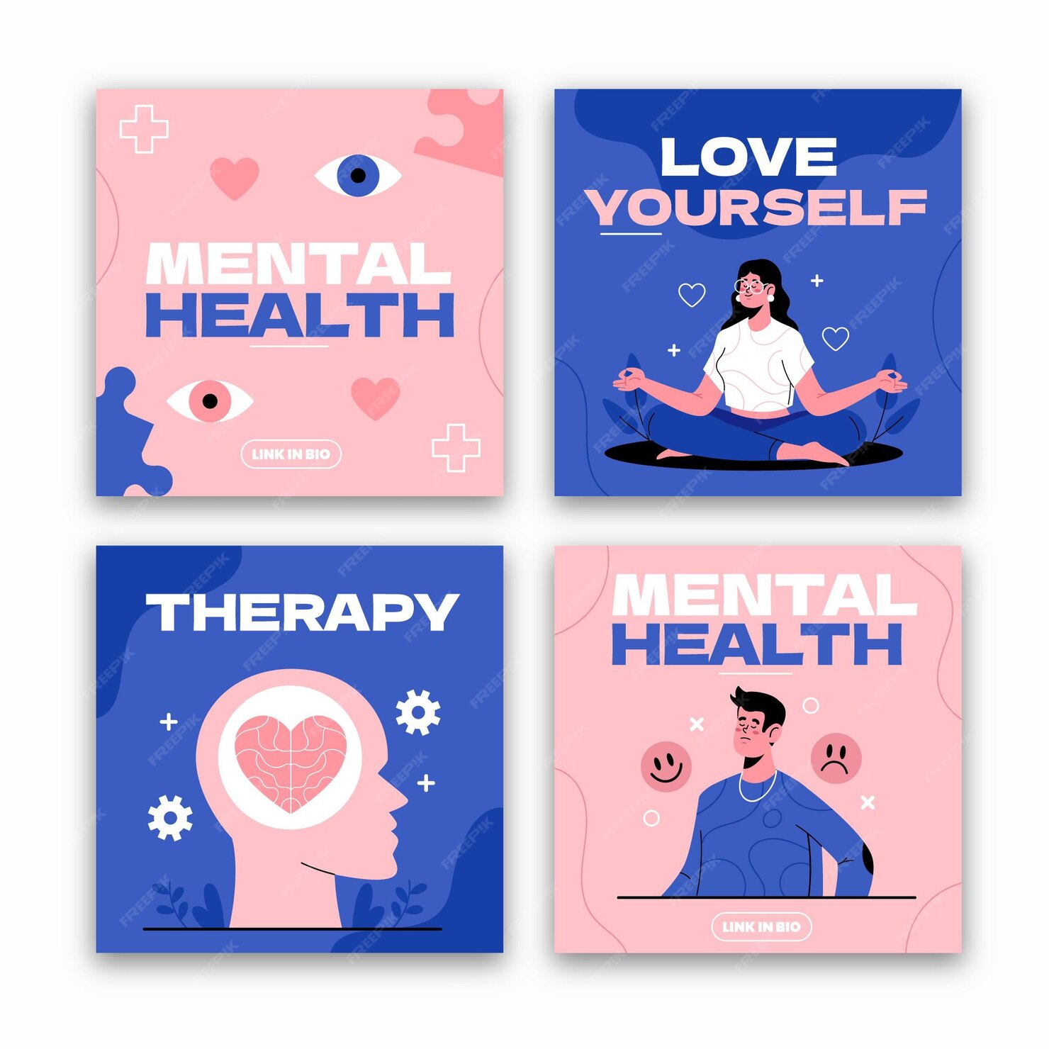 free-vector-flat-mental-health-instagram-post