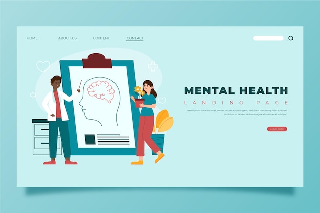 Free Vector | Flat mental health landing page template