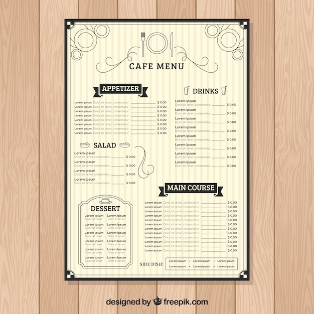 Free Vector Flat Menu Template For A Cafe