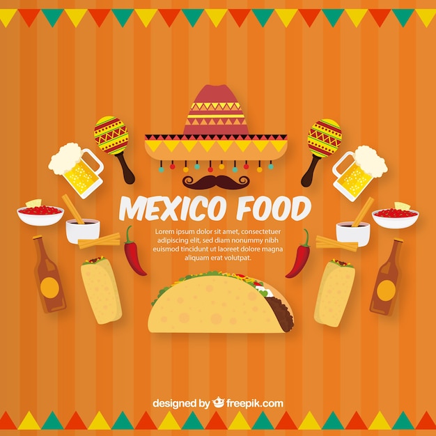 Flat mexican food background