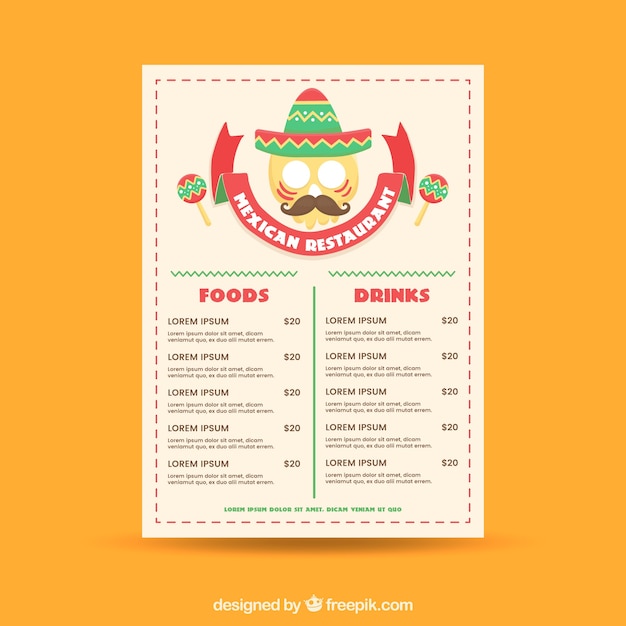free-vector-flat-mexican-food-menu-template