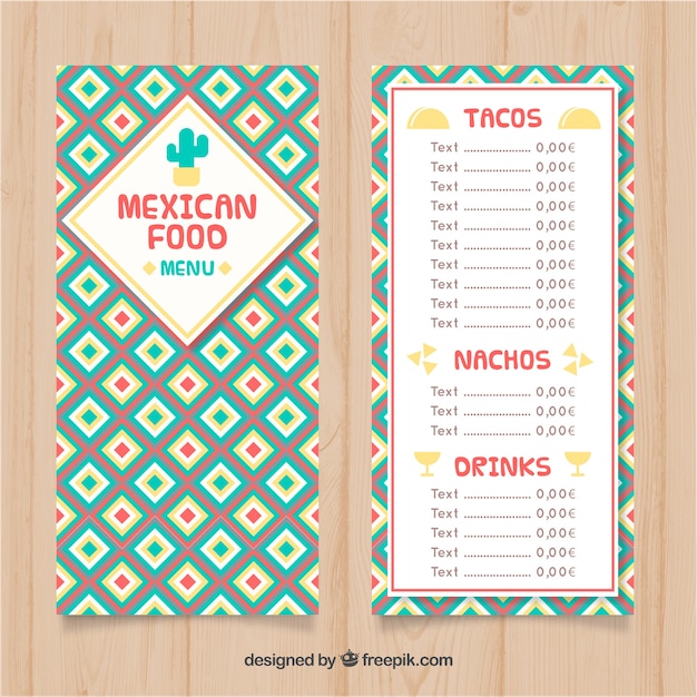 Flat mexican food menu template