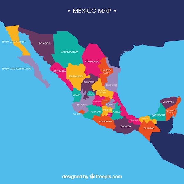 フラットメキシコの地図の背景 無料のベクター