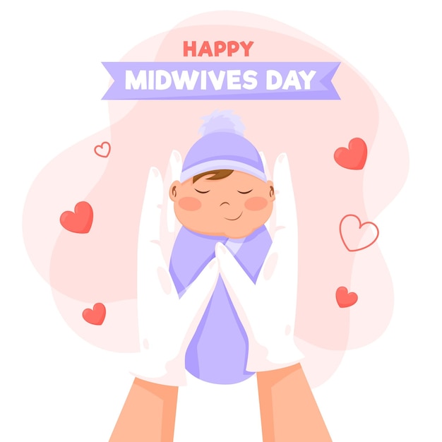 free-vector-flat-midwives-day-illustration