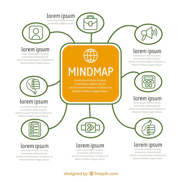 Flat mind map with original icons | Free Vector