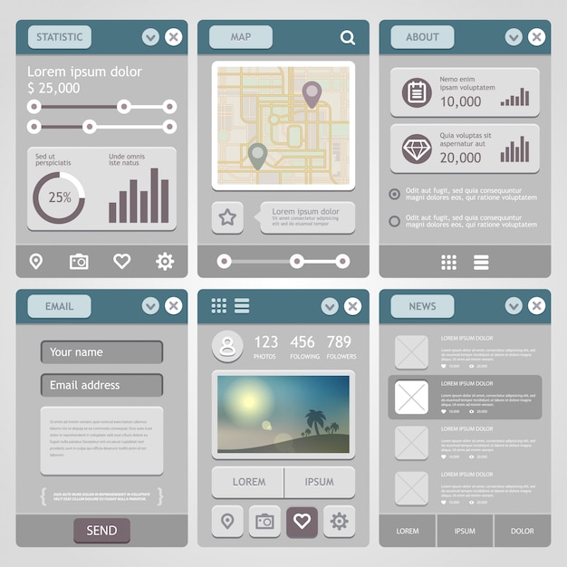 Download Flat mobile ui design. | Premium Vector