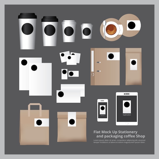 Download Premium Vector | Flat mock up stationery and packaging coffee shop
