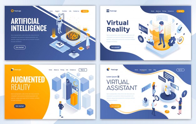 Flat modern design of website template Premium Vector