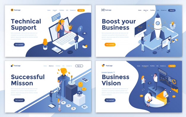 Flat modern design of website template Premium Vector