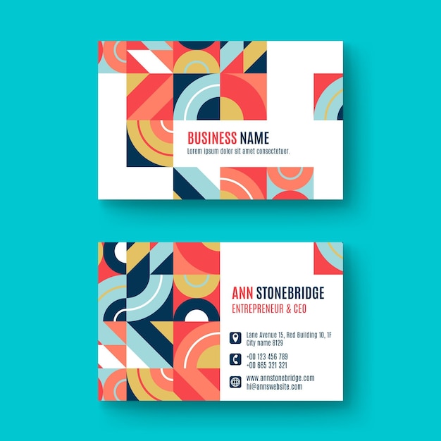 Free Vector | Flat mosaic horizontal business card template