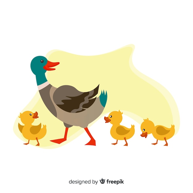 Download Free Vector | Flat mother duck and ducklings