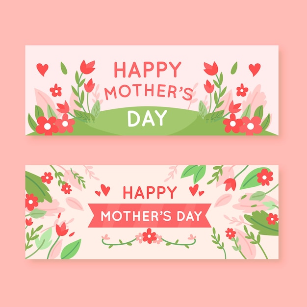 Free Vector | Flat mother's day banner set