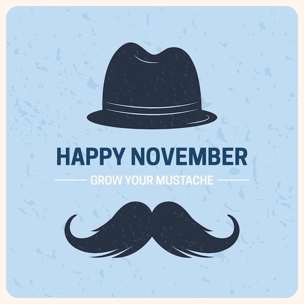 Flat movember with hat and moustache Vector | Free Download