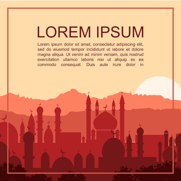 Free Vector | Flat muslim city silhouette template