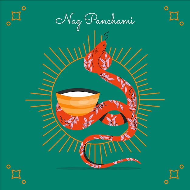 Premium Vector | Flat nag panchami illustration