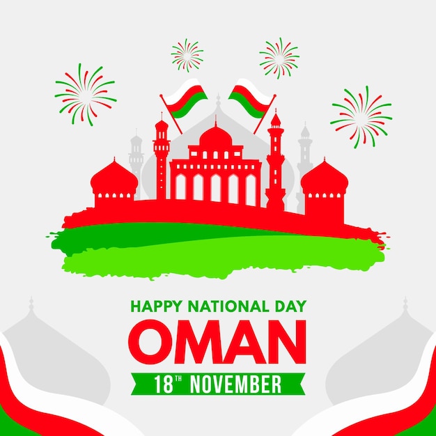 Premium Vector | Flat national day of oman with flags