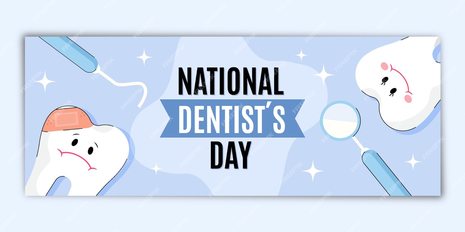 Free Vector Flat national dentist's day horizontal banner