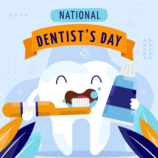 Free Vector | Flat national dentist's day illustration