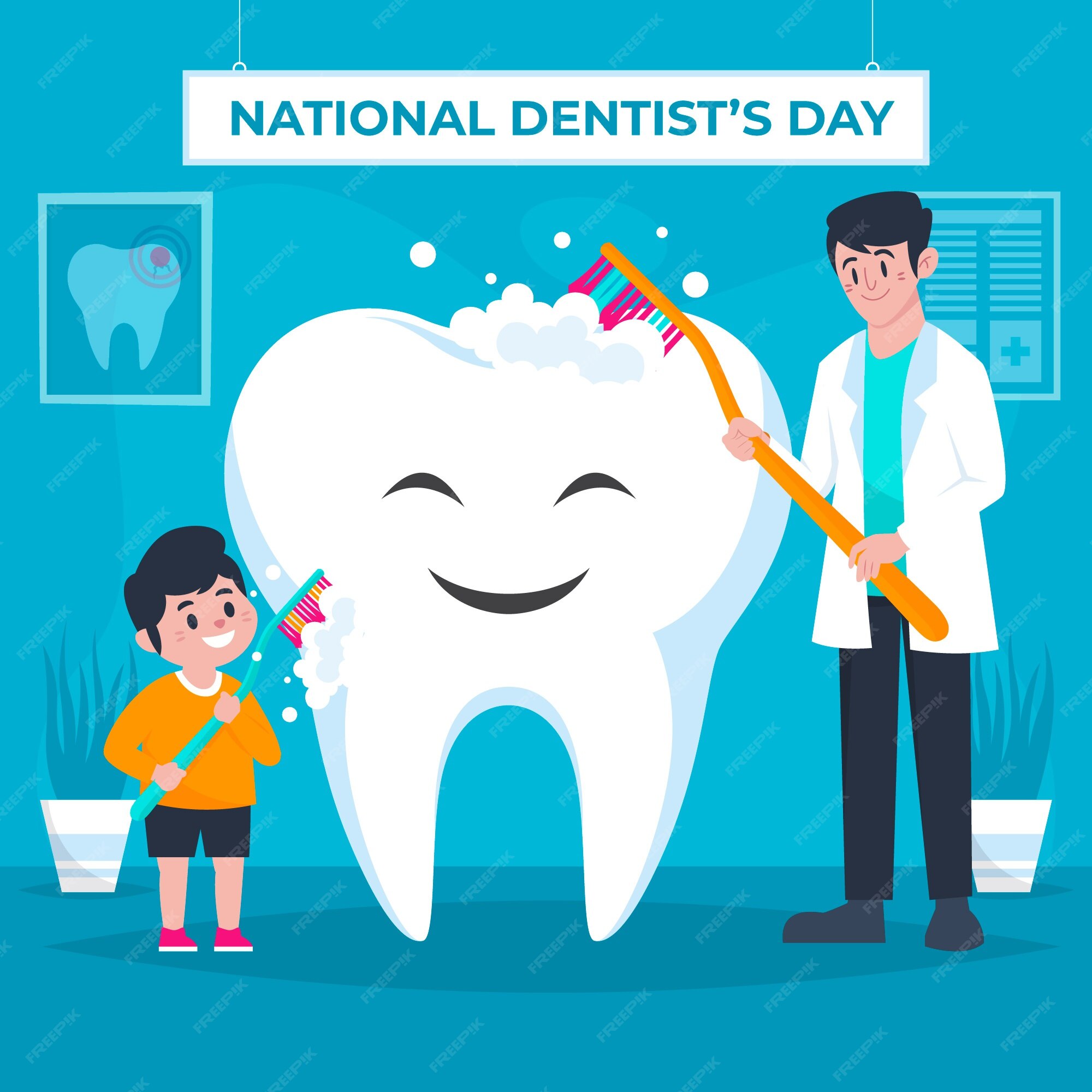 Free Vector | Flat national dentist's day illustration