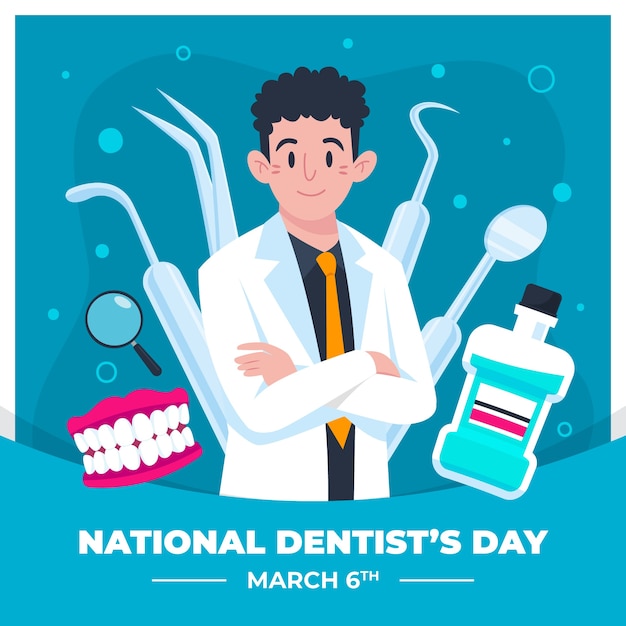 Free Vector | Flat national dentist's day illustration