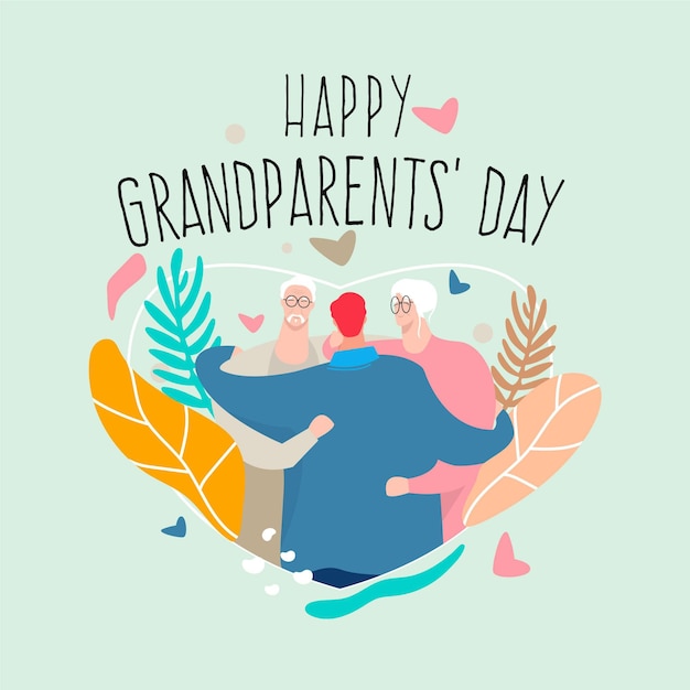 Free Vector Flat national grandparents day in usa illustration