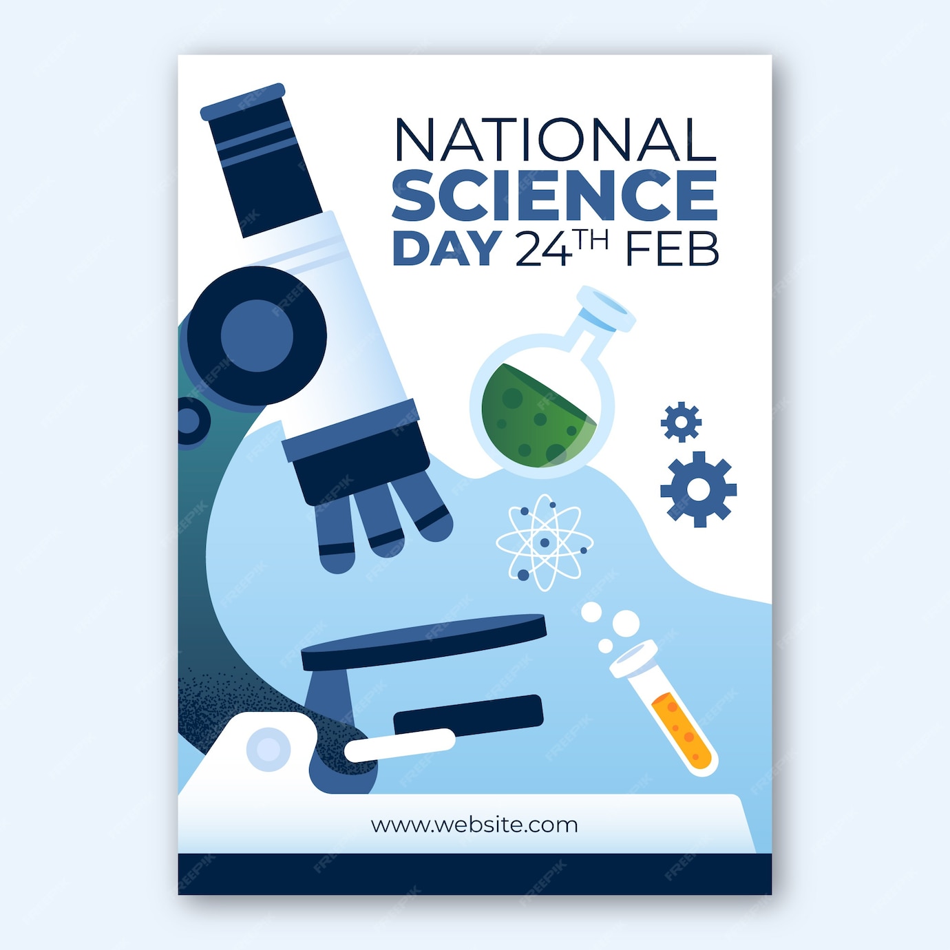 Free Vector | Flat national science day vertical poster template