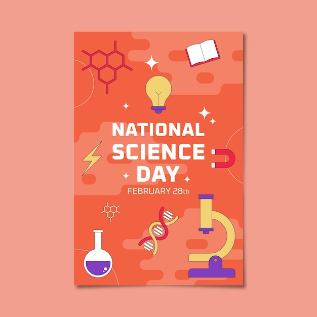 Premium Vector | Flat national science day vertical poster template