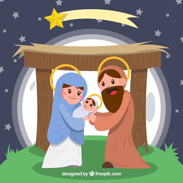 Flat nativity scene