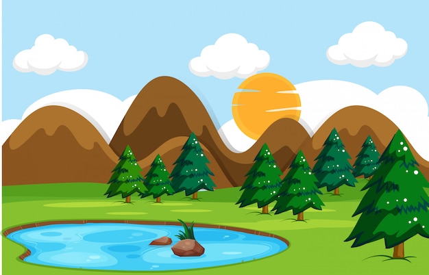 Premium Vector | Flat nature landscape day time