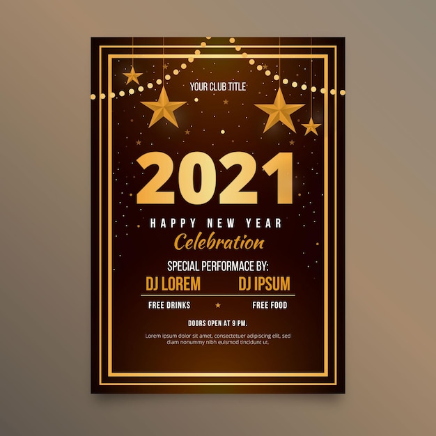 Free Vector Flat New Year 21 Party Poster Template