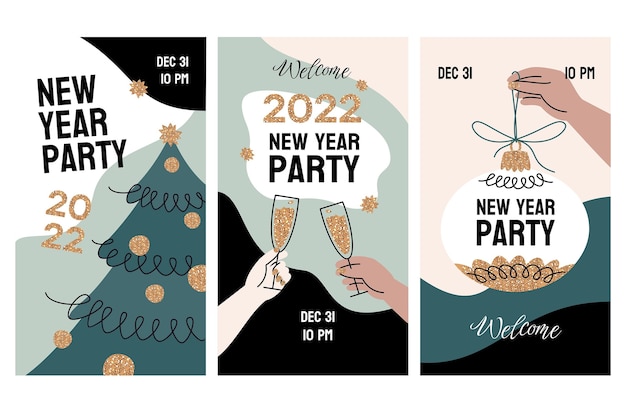 Free Vector | Flat new year instagram stories collection