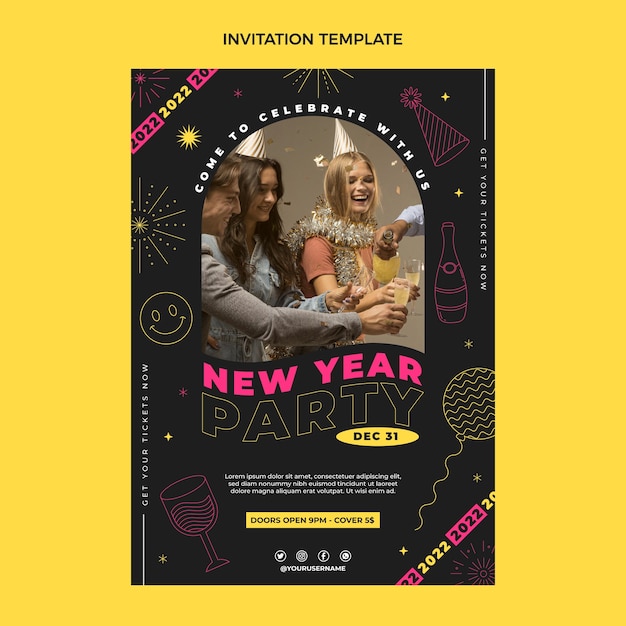 Free Vector Flat New Year Invitation Template