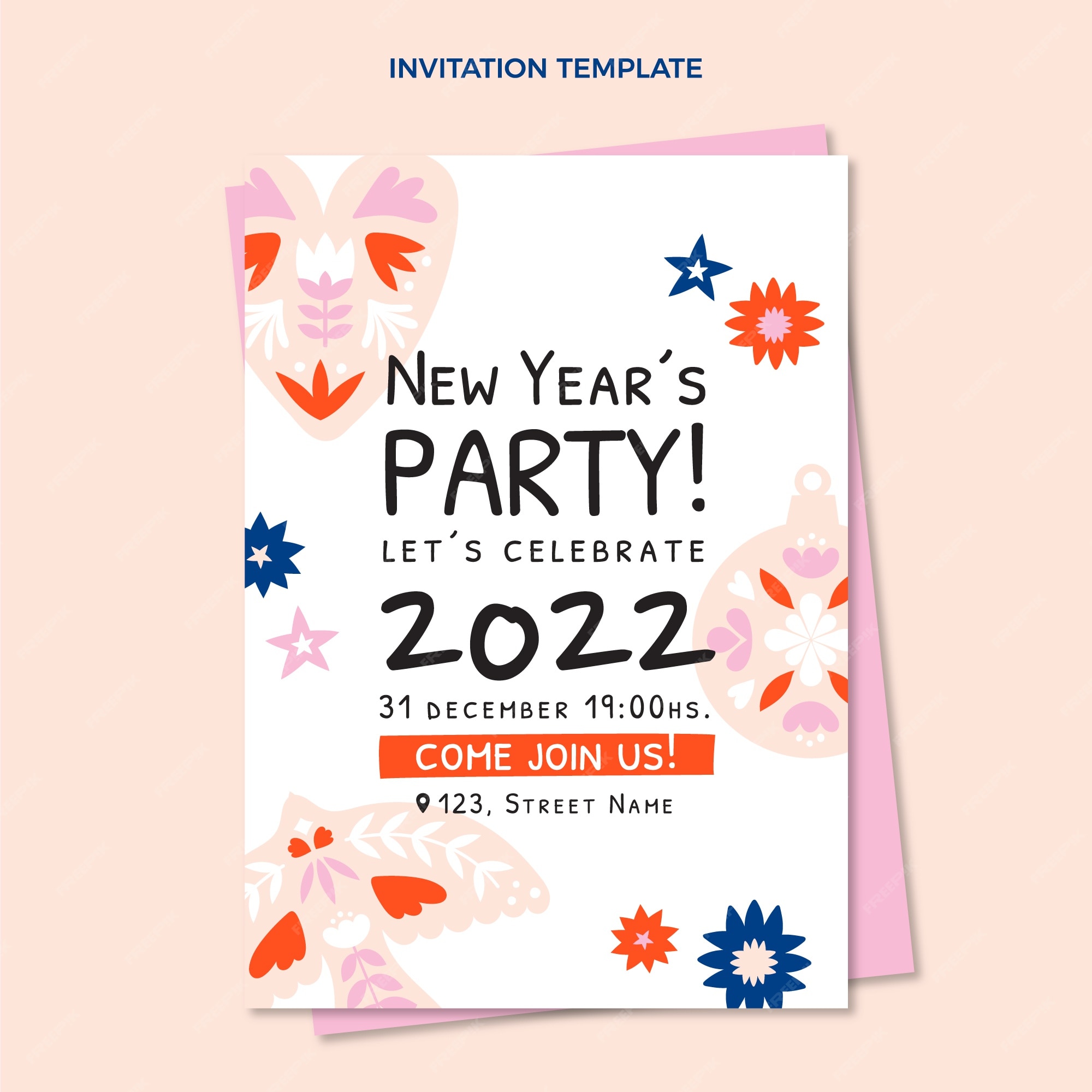 Free Vector Flat new year invitation template