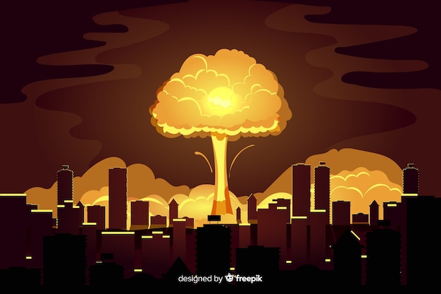 Free Vector | Flat nuclear bomb in a city