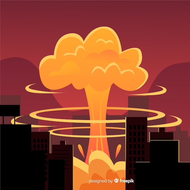 Free Vector | Flat nuclear bomb in a city