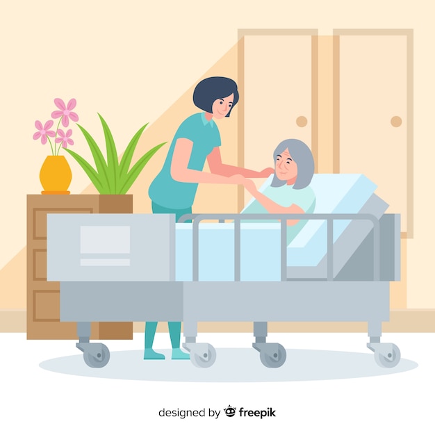 Premium Vector | Flat nurse helping patient