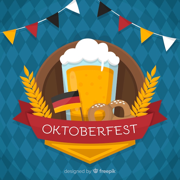 Free Vector | Flat oktoberfest background with a beer mug