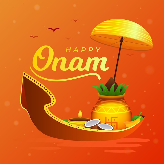 Free Vector | Flat onam background with greeting