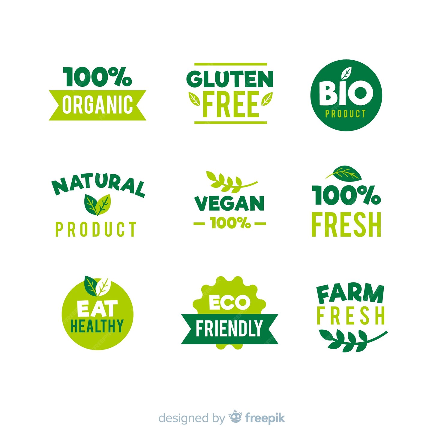 Free Vector | Flat organic food label collection