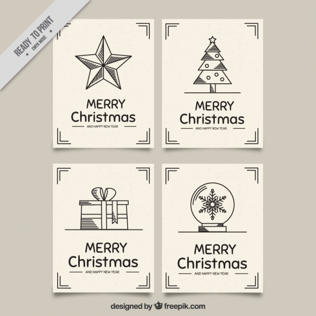 Free Vector | Flat pack of christmas greeting cards