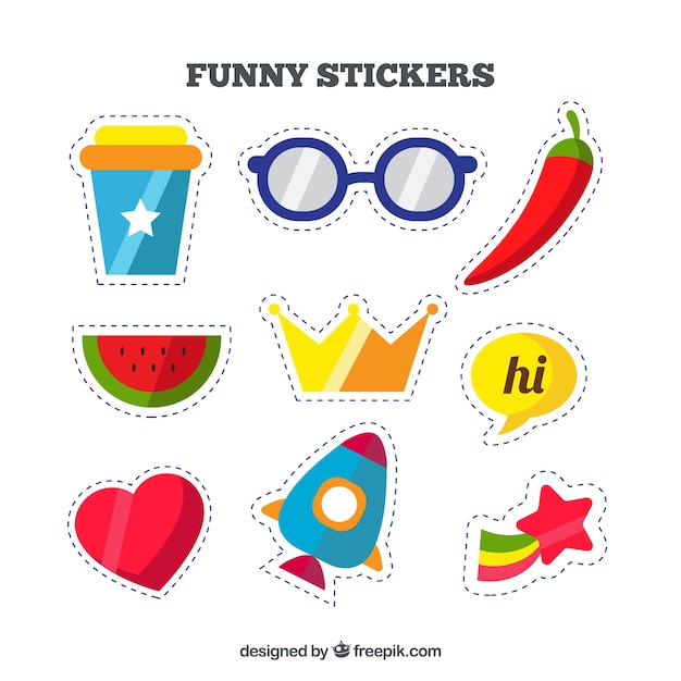 Download Free Vector | Flat pack of fun stickers