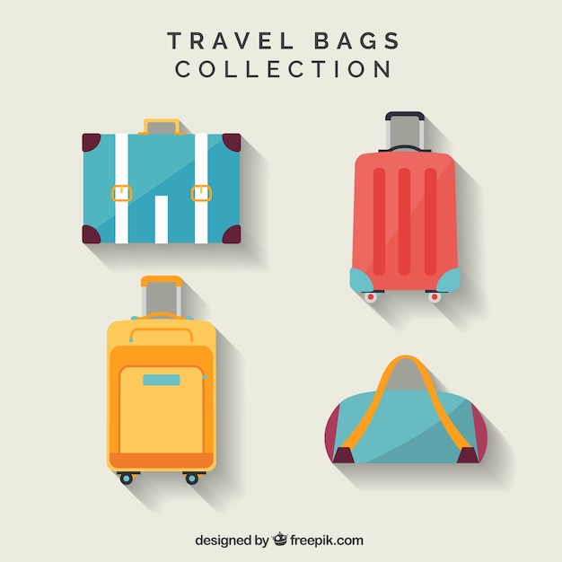 Download Flat pack of travel bags Vector | Free Download