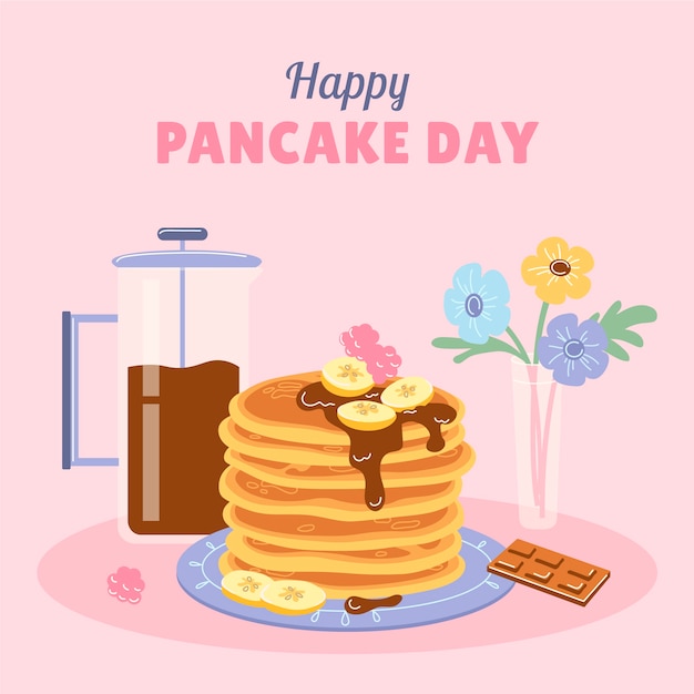 Premium Vector | Flat pancake day illustration