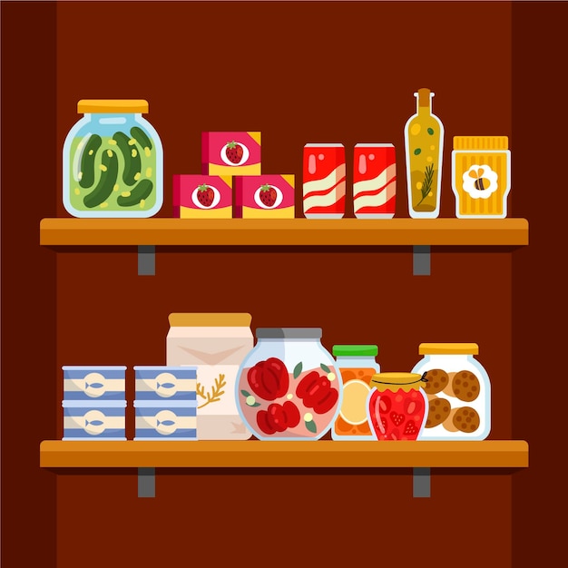 Free Vector | Flat pantry illustration