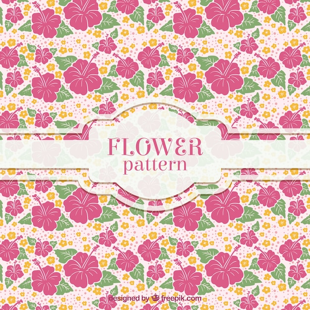 Flat pattern with pink flowers