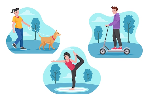 Download Free Vector | Flat people doing outdoor activities pack